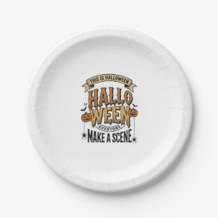 Halloween-Szene-Shirt Vintage-Gravur Kürbis De Pappteller