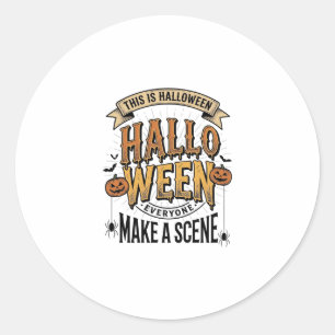 Halloween-Szene-Shirt Vintage Gravur Kürbis De Runder Aufkleber