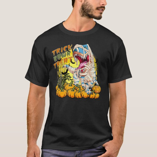 Halloween T Rex Mummy Trick Rawr Leckerei T Rex Ha T-Shirt (Vorderseite)
