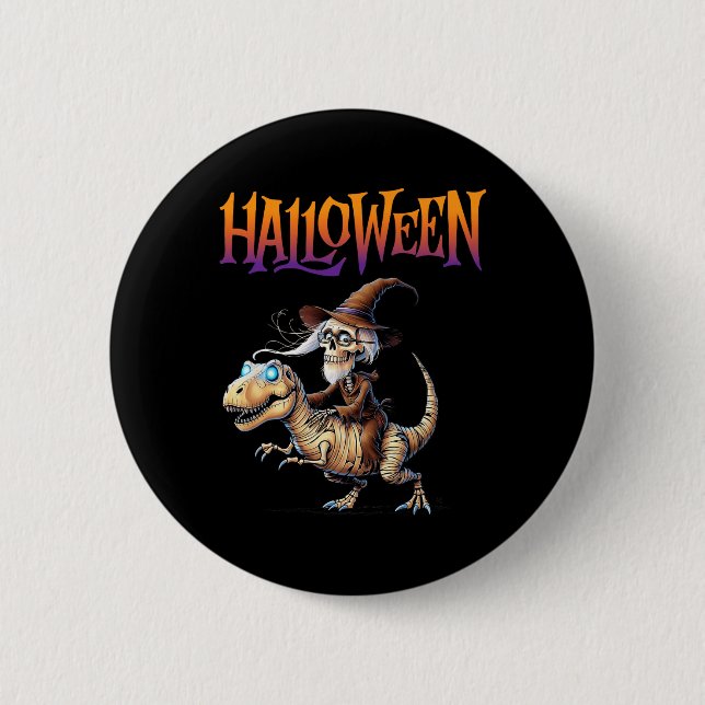 Halloween T-rex Skeleton Ride Button (Vorderseite)
