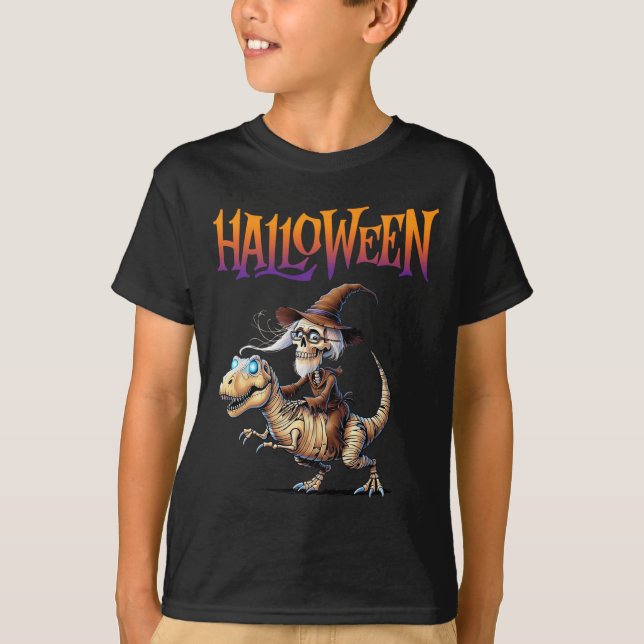 Halloween T-rex Skeleton Ride T-Shirt (Vorderseite)