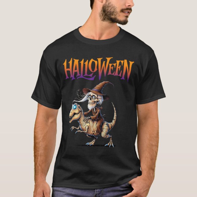 Halloween T-rex Skeleton Ride T-Shirt (Vorderseite)