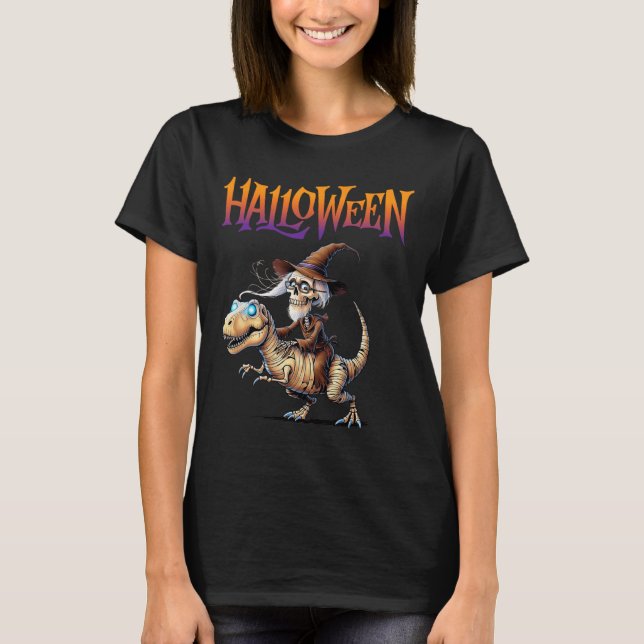 Halloween T-rex Skeleton Ride T-Shirt (Vorderseite)