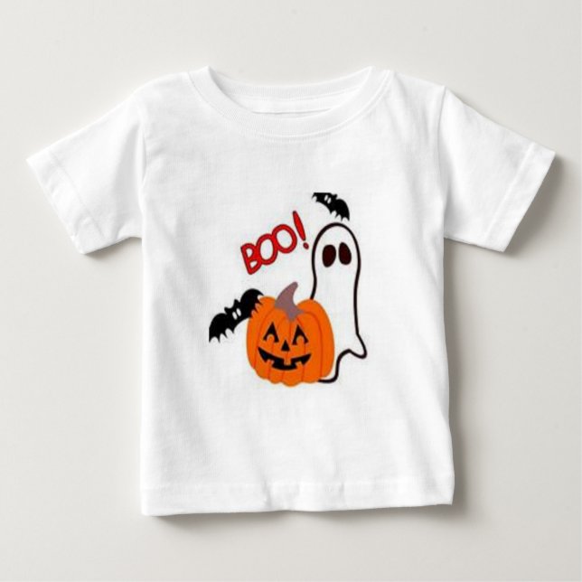 HALLOWEEN T SHIRT BOO KIDS TOP BLACK AND WHITE (Vorderseite)