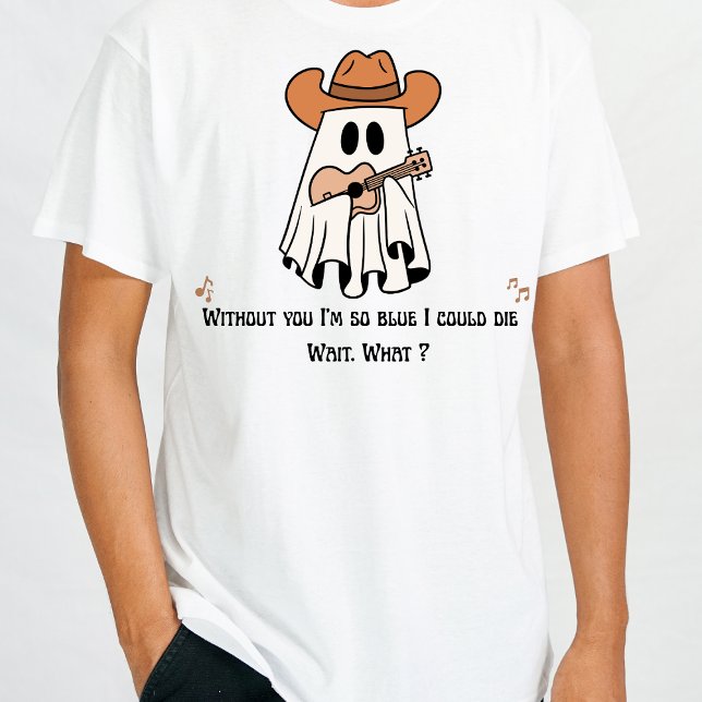 Halloween-T - Shirt - Cowboy Ghost Guitar (Cool Funny Tee for men and for kids)