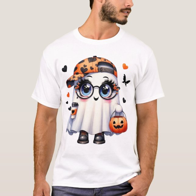 Halloween T-Shirt ,Cute Ghost Tee , Pumpkin Shirt  (Vorderseite)