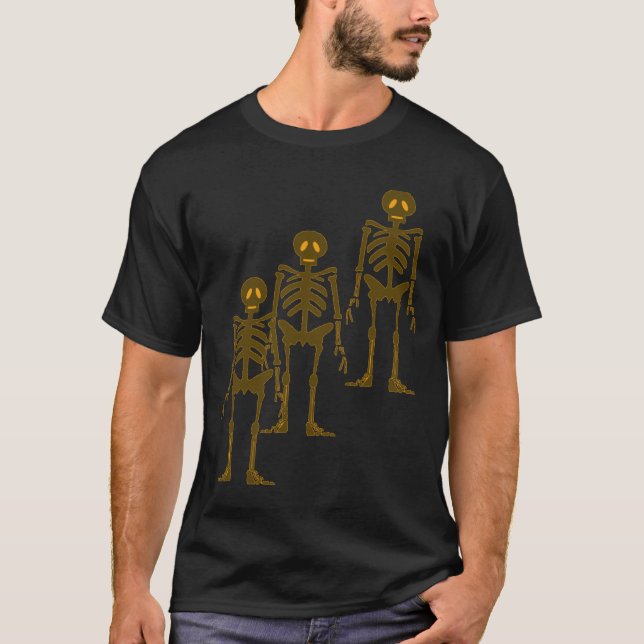 Halloween-T - Shirt-Entwürfe beleuchtete Skelette T-Shirt (Vorderseite)