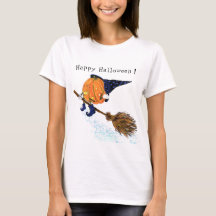Halloween-T - Shirt Hexenkürbis mit Broom