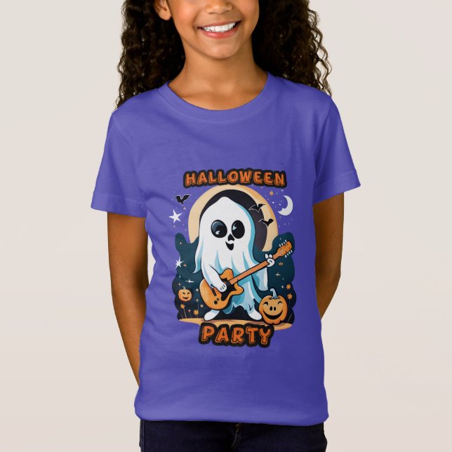 halloween T - Shirt ragazza mit niedlichem Geist (Vorderseite)