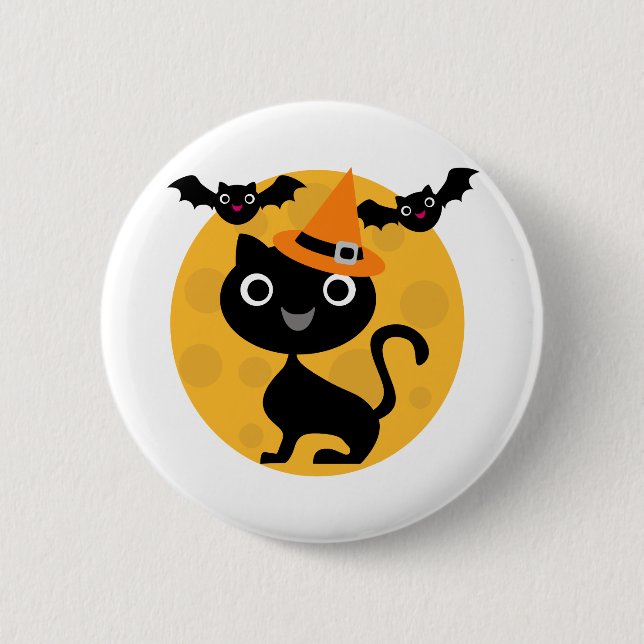Halloween-T - Shirt und -Geschenke für Katzen und  Button (Vorderseite)