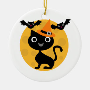 Halloween-T - Shirt und -Geschenke für Katzen und Keramikornament