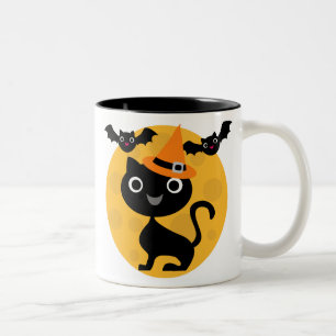 Halloween-T - Shirt und -Geschenke für Katzen und  Zweifarbige Tasse