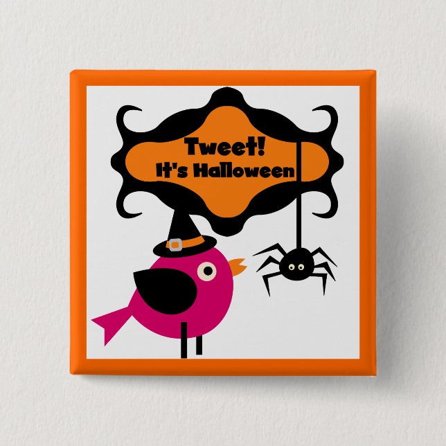 Halloween-T - Shirt und -Geschenke getweetet Button (Vorderseite)