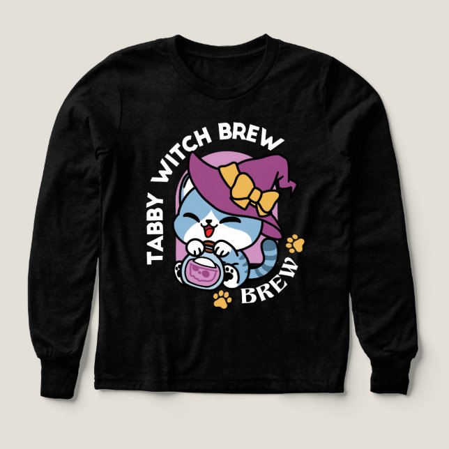 Halloween Tabby Cat – Witch Hat & Potion Art (Design Vorderseite)