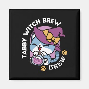 Halloween-Tabby-Katze – Hexenhut und Zaubertrank-K Magnet