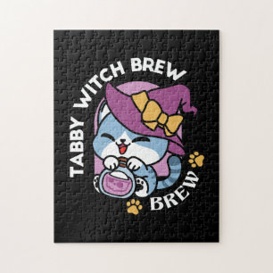 Halloween-Tabby-Katze – Hexenhut und Zaubertrank-K Puzzle
