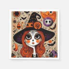 Halloween-Tag der Toten Hexe Serviette