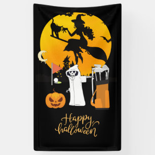 Halloween-Tag mit Ghost-Skelett Kürbisban Banner