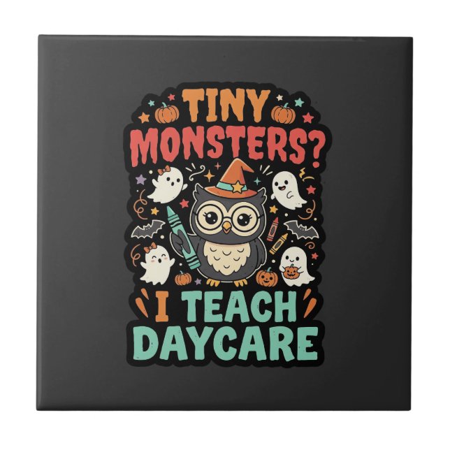 Halloween Tagesmutter Winzige Monster Fliese (Vorderseite)