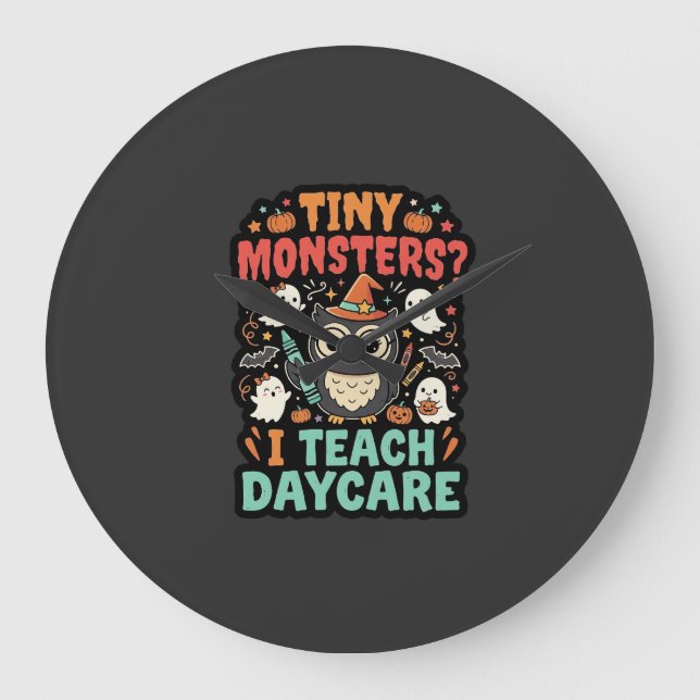 Halloween Tagesmutter Winzige Monster Große Wanduhr (Vorderseite)