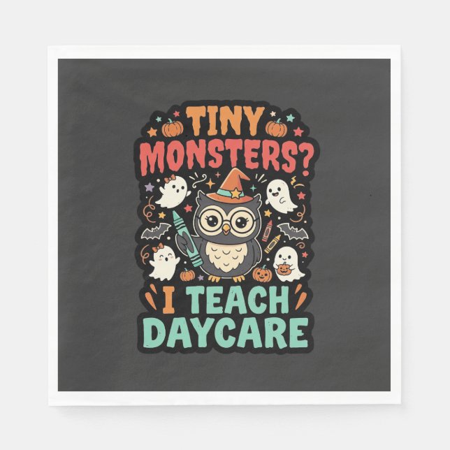 Halloween Tagesmutter Winzige Monster Serviette (Vorderseite)