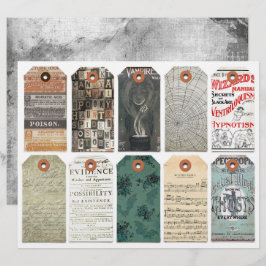 Halloween Tags Clipart Sheet Dark Academia