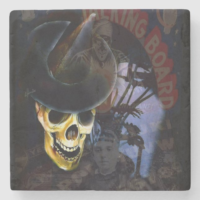 Halloween Talking Board Skeleton Coaster Steinuntersetzer (Vorderseite)