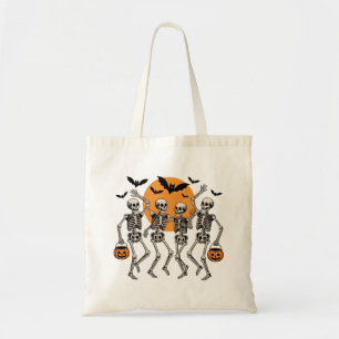 Halloween tanzendes Skelett tanzt Kürbis Tragetasche