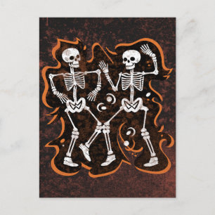 Halloween-Tanzskelette Postkarte