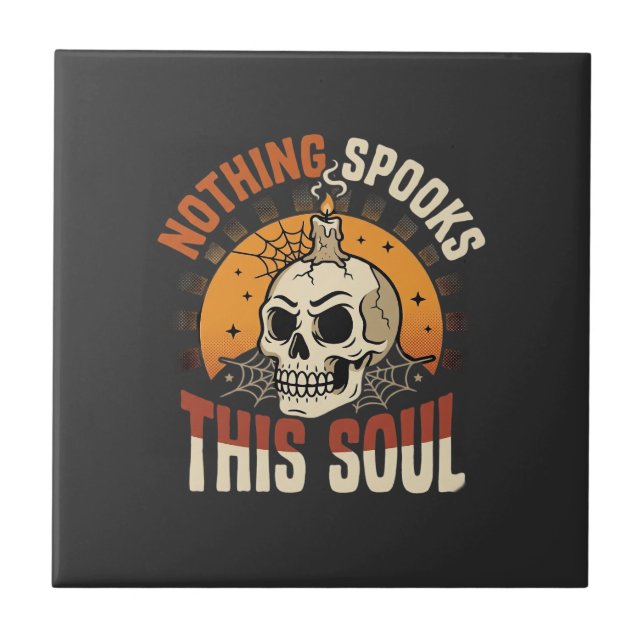 Halloween Tapferer Skelett Nacht Fliese (Vorderseite)