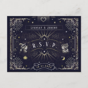 Halloween Tarot Card Navy Blue UAWG PostCard Einladungspostkarte