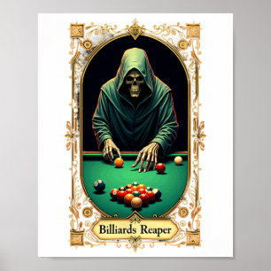 Halloween Tarot Card Skelett Billiard Sensenmann Poster