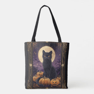 Halloween-Tarot-Karte mit schwarzer Katze