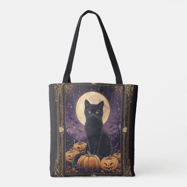 Halloween-Tarot-Karte mit schwarzer Katze (Rückseite)
