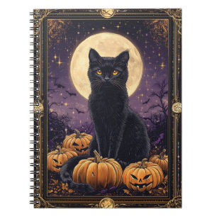 Halloween-Tarot-Karte mit schwarzer Katze Notizblock