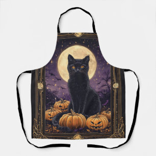 Halloween-Tarot-Karte mit schwarzer Katze Schürze