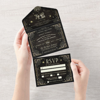 Halloween Tarot "Together with" Wedding MENU All In One Einladung