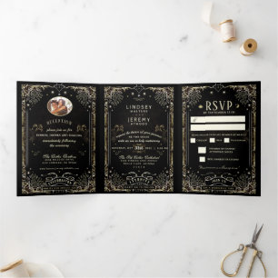 Halloween Tarot Wedding - UAWG MENU Tri-Falten Dreifach Gefaltete Einladung