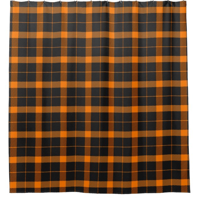 Halloween Tartan kariert. Schottisches Muster in O Duschvorhang (Vorderseite)