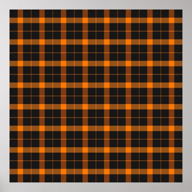 Halloween Tartan plaid. Scottish pattern in orange Poster (Vorne)