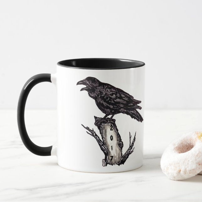 Halloween-Tasse für Schwarz und Weiß Tasse (Mit Donut)