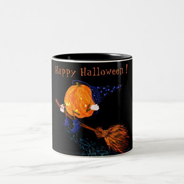 Halloween Tasse Hexenkürbis mit Broom (Mittel)