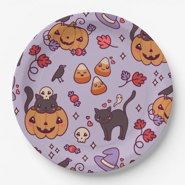 Halloween-Tasse zur Dekoration Pappteller (Vorderseite)