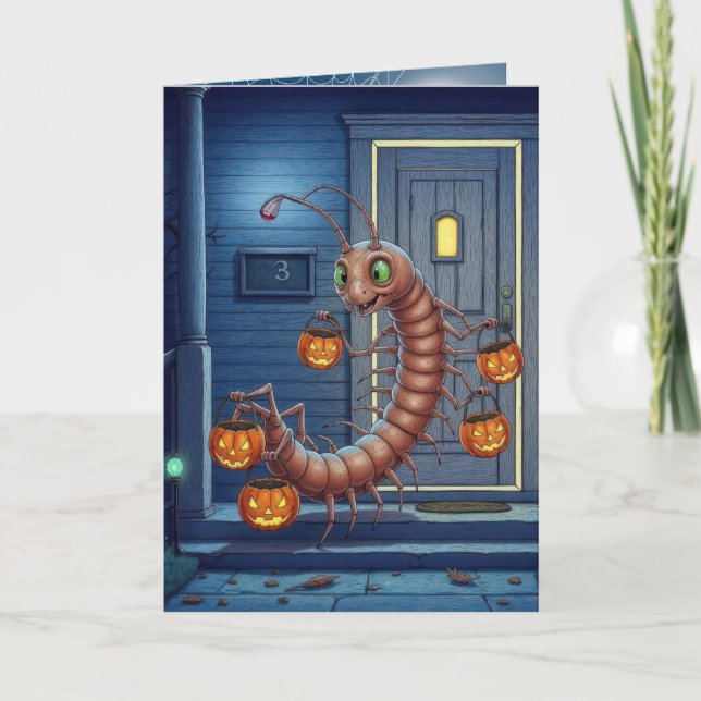 Halloween-Tausendfüßler-Süßigkeiten oder Saures Karte (Vorderseite)