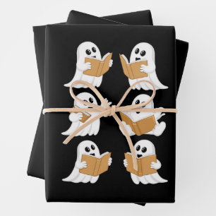 Halloween Teacher Ghost Reading Books Librarian Geschenkpapier Set