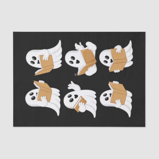 Halloween Teacher Ghost Reading Books Librarian Seidenpapier (Vorderseite)