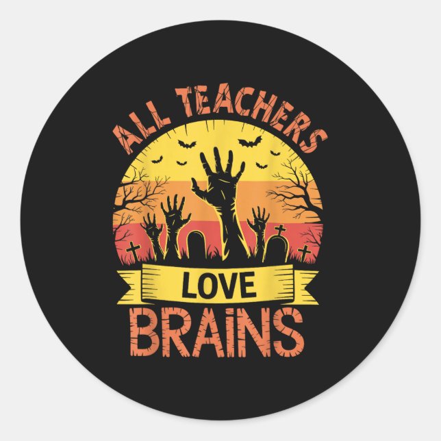 Halloween Teacher Shirts Men Women Alle Lehrer lo Runder Aufkleber (Vorderseite)