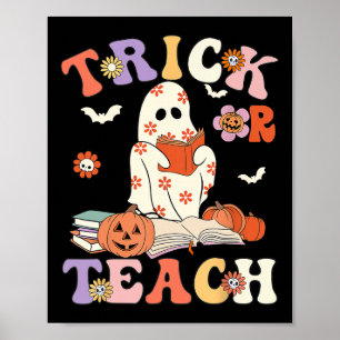 Halloween Teacher Trick oder lehren Groovy Floral  Poster