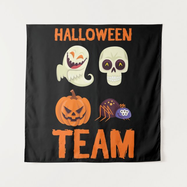 Halloween Team Skeleton Pumpkin Ghost Spider Spook Wandteppich (Vorderseite)