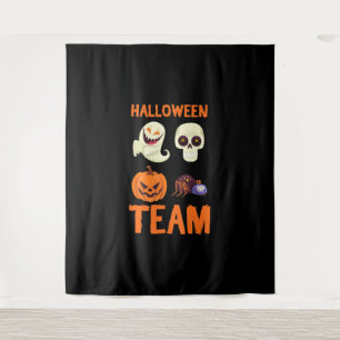 Halloween Team Skeleton Pumpkin Ghost Spider Spook Wandteppich